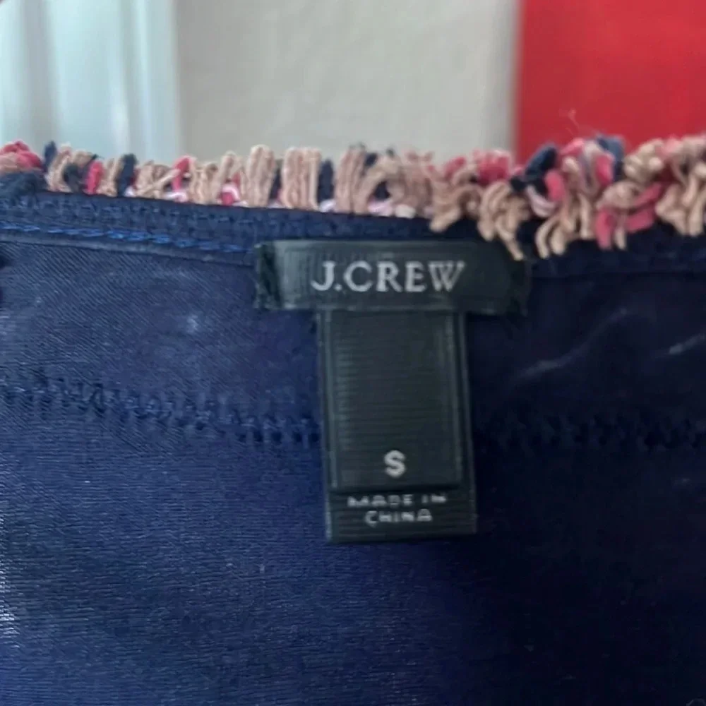J. Crew Women’s Navy Mixed Media Tweed Short Sleeve Office Top. Sz S